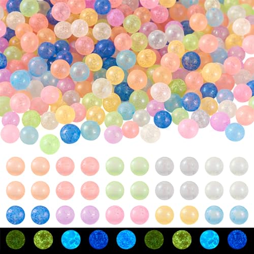 Beadthoven 500pcs 5mm Luminous Bubble Beads 10 Colors No Hole Glow in The Dark Droplet Bubble Beads Pastel UV Resin Fillers Round Glass Balls Beads for Resin Crafts DIY 3D Nail Arts Shaker - size: 5mm