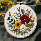 Bonroy Embroidery Kit for Beginners with Instructions,Cross Stitch Kits for Adults with Pattern,Needlepoint Kits for Adult Include Embroidery Cloth Hoops Needles Threads (flowers2) - color: flowers2