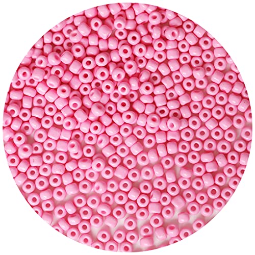 Bala&Fillic Pink Color 4mm Seed Beads About 1200pcs/100Grams in Bag, 6/0 Glass Craft Beads for Making Bracelet and Necklace (Pink) - color: Pink -4mm