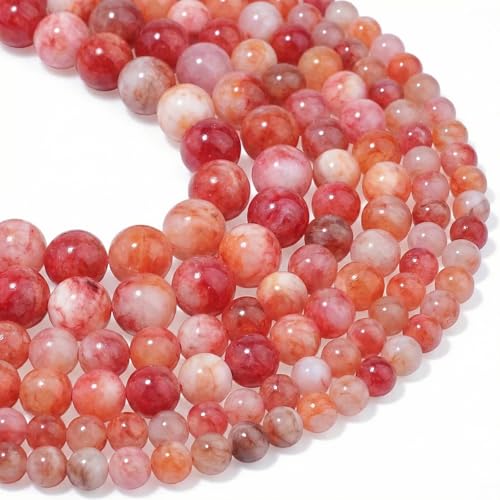 Yochus 50pcs 8mm Red Persian Jade Energy Healing Round Bulk Gemstone Beads for Jewelry Making Bracelet Necklace Earring DIY - color: red, size: 8mm
