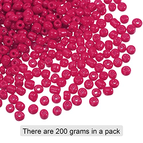 HARFINGTON 2000Pcs Small Glass Beads 6/0 4mm Loose Tiny Round Small Beads for Bracelet Earring Rings Jewelry Making, Dark Fuchsia - color: Dark Fuchsia