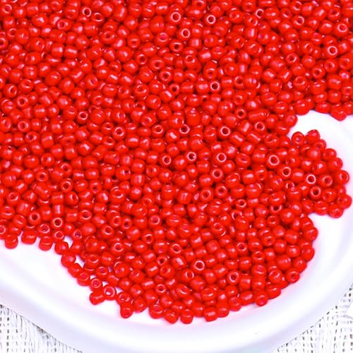 2000pcs Glass Seed Beads Bulk, 4mm 6/0 Mini Pony Spacer Small Individual Color Seed Beads for DIY Bracelet Necklaces Wrist Jewelry Making, Bright Red - color: Bright Red