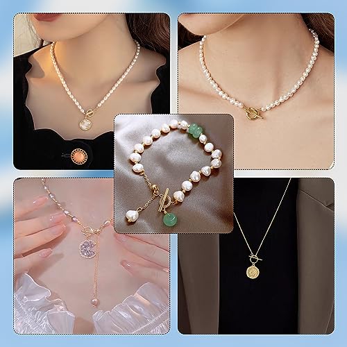 UNICRAFTALE 30 Sets Stainless Steel Toggle & Round IQ Clasps - Golden Necklace Toggle Clasps & Jewelry Connectors for DIY Jewelry Making - size: 18.5mm long