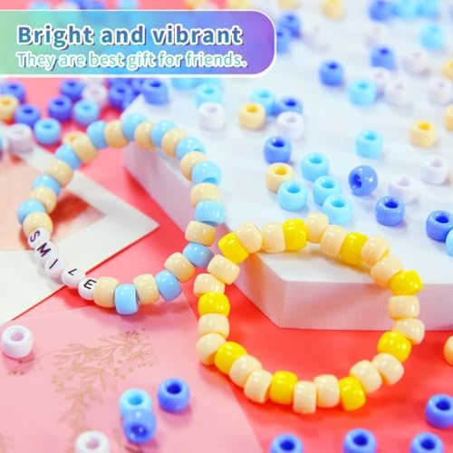 IOOLEEM Black Pony Beads,1200pcs Beads for Bracelets Making & Hair braiding, Kandi Friendship Bracelets & Jewelry Making. - color: Black