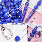 106Pcs 20mm Beads for Pens Making with Rondelle Spacer Beads Dark Blue Acrylic Focal Bubblegum Bead Crystal Round Sparkly Chunky Bead for Pens Beadable Keychain DIY Craft Jewelry Making Supplies - color: Dark Blue