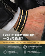 MagnetRX® 3X Strength Titanium Magnetic Bracelet – Magnetic Bracelets for Men – Premium Fold-Over Clasp and Adjustable Length with Sizing Tool (Black/Gold) - color: Black/Gold (3X Strength)