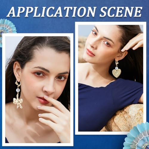 Beebeecraft 20Pcs Flower Leverback Earring Findings 18K Gold Plated Brass 17x8mm French Earring Hooks Flower Pattern Ear Wire Findings with 40Pcs Jump Ring for Jewellery Making - color: 20pcs 18k Gold Plated #4