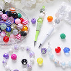 Exway 100 Pcs 20mm Beads for Pens Rhinestone Bubblegum Beads Mixed Crystal Acrylic Round Chunky Bead Sparkly Craft Large Balls Bead for Pen Beadable Keychain Bracelet DIY Jewelry Making Supplies - color: Colourful