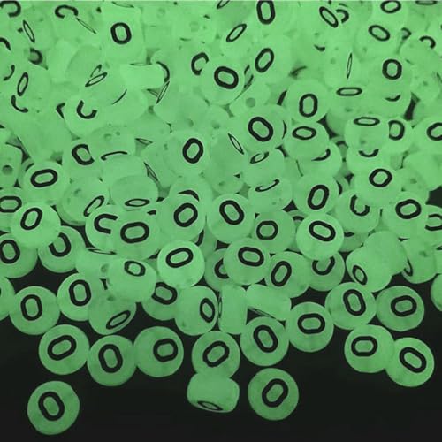 200PCS Letter Beads Glow in The Dark 4x7mm Acrylic Alphabet Vowel Letter O Beads for Jewelry Making Bracelet - color: O-200PCS