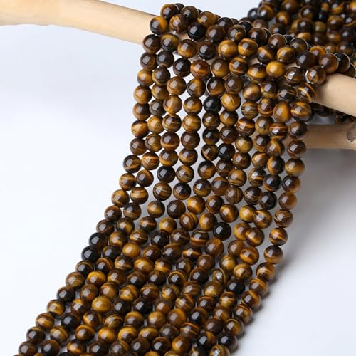 DUQGUHO Tigers Eye Beads 8mm Brown Beads for Bracelets Natural Crystal Gemstones Bead 47PCS - color: Brown#1