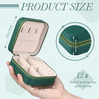 Yinkin 12 Pcs Mini Travel Jewelry Case Bridesmaid Proposal Gift Boxes, Small PU Leather Earring Organizer, Bulk Travel Accessories Portable Jewelry Holder(Green) - color: Green