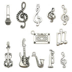 Youdiyla 100g Wholesale Bulk Craft Supplies Instrument Silver Music Notes Charms Pendants for Crafting, Jewelry Findings Making Accessory for DIY Necklace Bracelet Earrings HM099 - color: Style 7
