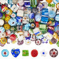 1 Box 6 Styles 180PCS Mixed Millefiori Handmade Lampwork Glass Beads with Holes Assorted Flower Heart Flat Round Shape Cube Loose Charms Bead for Jewelry Making Bracelets DIY Craft Supply - size: 180Pcs 6mm, style: Mixed