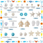 SUNNYCLUE 1 Box 1080Pcs Ocean Bead Kit Startish Sea Turtle Gemstone Beads White Hawaii Ocean Sumer Beads Scallop Fish Bead Glass Pearl Beads for Jewelry Making DIY Earrings Bracelet Necklace Crafts - style: Style 1