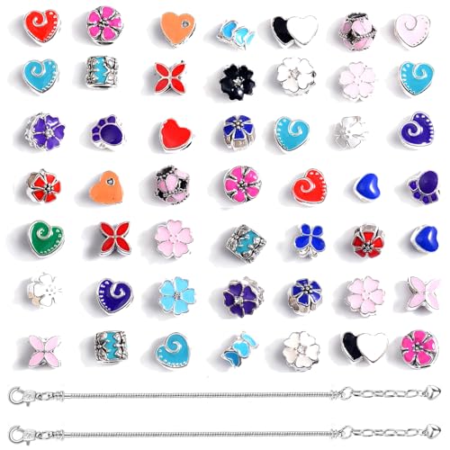 50pcs Large Hole Metal Spacer Beads for Bracelet Necklace Keychain Making, European Enamel Focal Beads, Jewelry Findings & Supplies for Bracelet, Mixed Style (50Pcs Enamel) - color: 50Pcs Enamel