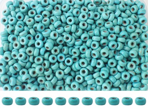 Natural Turquoise Seed Beads 4mm 1400pcs Small Stone Abacus Loose Rondelle Space Beads Bulk for Necklaces, Bracelets, Hair, Keychains, Lanyards, Garland & DIY Crafts-Adult Crafting - color: Turquoise Abacus