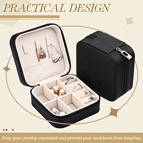 Yinkin 12 Pcs Mini Travel Jewelry Case Bridesmaid Proposal Gift Boxes, Small PU Leather Earring Organizer, Bulk Travel Accessories Portable Jewelry Holder(Black) - color: Black