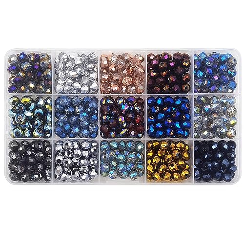 INSPIRELLE 540pcs 8mm Multicolor Electroplate Rondelle Glass Beads for Jewelry Making Faceted Briolette Shape Crytal Spacer Beads Assortments Supplies for Bracelet Necklace with Storage Box - color: Electroplate Colors, size: 8mm