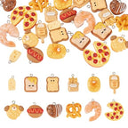 Cheriswelry Cup Cake Resin Pendants Lovely Food Sweet Dessert Dangle Charms Links Hanging Ornament with Metal Loop Fruit Pendants for Key Chains Bracelet Necklace Jewelry Making - color: Mixed Color-Bread