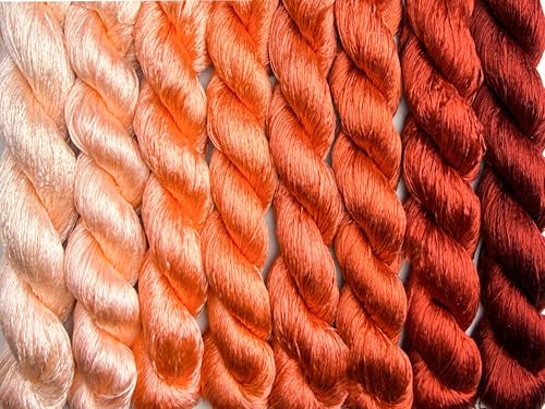 100% Nature Mulberry Handmade Embroidery Silk Thread Woven Jewelry Accessory Artificial Flowers Cross Stitch Floss DIY Sewing Kits 8 Gradient Colors 22m Each (33) - color: 33