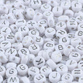 Song Xi 1200pcs Silver & White Round Acrylic Letter Beads - 4x7mm, Perfect for Jewelry Making, Crafts, Christmas DIY Gifts - color: 1200pcs white silver letter