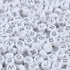 Song Xi 1200pcs Silver & White Round Acrylic Letter Beads - 4x7mm, Perfect for Jewelry Making, Crafts, Christmas DIY Gifts - color: 1200pcs white silver letter