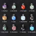 LE SKY 20 Pcs Square Stone Pendants Faceted Chic Natural Healing Crystal Charms Gemstone Beads for Jewelry Making Necklace DIY