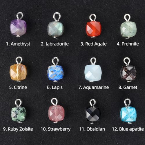 LE SKY 20 Pcs Square Stone Pendants Faceted Chic Natural Healing Crystal Charms Gemstone Beads for Jewelry Making Necklace DIY