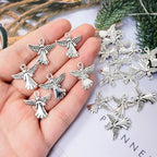 Honbay 60PCS Antique Silver Angel Pendants Guardian Charms Alloy Religious Pendant Cute Tiny Beads for Keychains Earrings Bracelets Necklaces Jewelry Making and DIY Crafts - size: Small