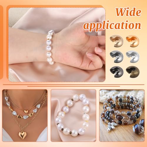 300 Pcs Crimp Beads for Jewelry Making, 4mm Multi-Color Alloy Crimp Bead Knot Covers, Semicircular Bead Crimps Tubes for DIY Bracelet Necklace Jewelry Supplies