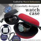 Watch Travel Case, Shock-Tested Single Watch Case for Wristwatches & Smart Watches, Leather Black - color: Leather Black
