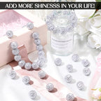 40 Pcs 20 mm Rhinestone Beads Bulk Crystal Round Disco Ball Chunky Bubblegum Beads for Pens Bracelets Charms Craft European Style Jewelry Making Supplies Christmas(White and Silver) - color: White and Silver