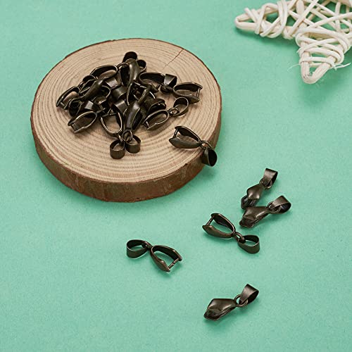 Fashewelry 200pcs Brass Pendant Pinch Bails Red Copper 8x5mm Inner Diameter Dangle Charm Clasp Clip for Top Drilled Bead Necklace Earring Jewelry Making Pin:0.9MM - color: Antique Bronze