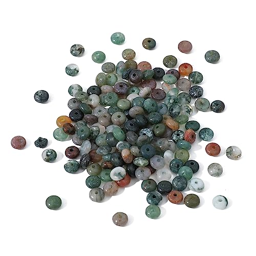 BEADIA Natural Indian Agate Disk Stone Beads 4x2mm 160pcs Rondelle Loose Semi Gemstone Beads for Jewelry Making Design - color: Indian Agate