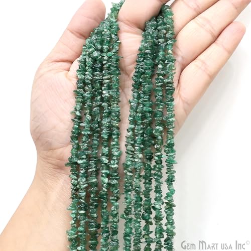 GM GemMartUSA Green Aventurine Natural Raw Chip Beads | Semi-Precious | AAA+ Quality 1 Strand 34” | DIY Bracelet Jewelry Making, Healing Crystal Craft| 4-6mm - Green-Color Gemstones (CHAV-70001) - color: Aventurine (CHAV-70001)