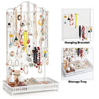 Meangood Jewelry Organizer Stand, Earring Holder Rack for Hanging Earrings Necklace Bracelets Watches Jewelry Display Large Rings Storage as Women Gift (White) - color: Earring White