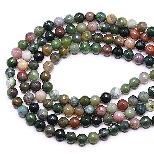 Natural Gemstone Loose Beads Smooth Round Approxi 15 inch DIY Bracelet Necklace for Jewelry Making (8mm, Indian Agate) - color: Indian Agate, size: 8mm