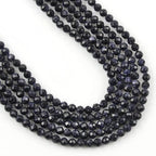 4mm 90pcs Natural Blue Sandstone Stone Beads, Songxi Small Faceted Round Loose Gemstone for Jewelry Making, DIY Art and Craft, Bracelet Necklace (1 Strand) - color: Blue Sandstone, size: 3.7-4.2mm