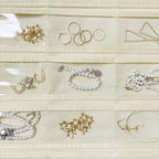 1 Pack Hanging Jewelry Organizer 80-Pocket Dual-sided Jewelry Storage for Earring Necklace Bracelet Ring Travel Holder, Beige - color: Beige