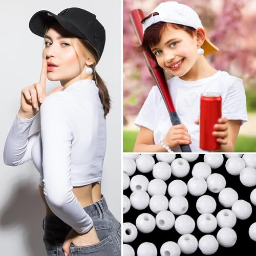 100pcs Golf Ball Beads with 5.5 Yard Elastic Rope,Acrylic Sports Beads DIY Spacer Bead for Necklace Bracelet Keychains Handmade Jewelry Making Accessories Craft Supplies,12mm (Golf) - color: Golf