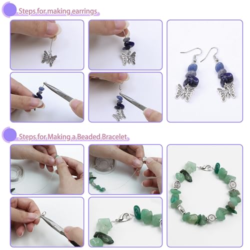 LAIDANLA Jewelry Making Supplies Kit for Adults 1612 Pcs Irregular Natural Stone Gemstone Chip Beads Jewelry Making Kits for Women 20 Colors Jewlery Kit for Craft DIY Bracelet Earring Ring Gifts
