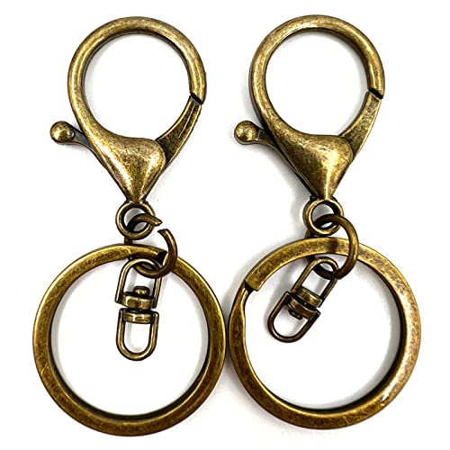 20Pcs Lobster Clasps Swivel Hooks, Lobster Clasp Trigger Clips with Flat Split Keychain Ring and 8 Shap Swivel Clips for DIY Craft Making (Antique Brass-2) - color: Antique Brass-2