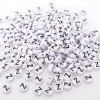 200+ Pieces 4x7mm Single Z Letter Beads for Jewelry Making, White Round Acrylic Bulk Alphabet (Black on White) - size: Single letter Z 200+ Pcs