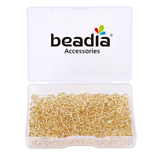 BEADIA 14K Gold Plated Jump Rings Non Tarnish 5mm 400pcs for Jewelry Making Findings - color: 14K Gold, size: 0.7x5mm