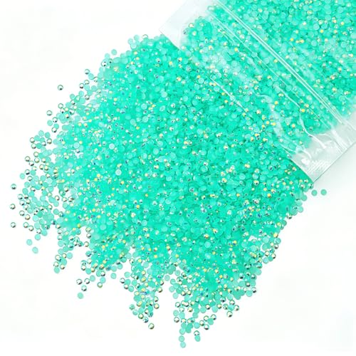 qiipii 10000PCS 2mm Aquamarine Green AB Resin Rhinestones Bulk SS6 Water Green Flatback Jelly Stones Diamonds Crystals Gems for Nails Face Eyes Makeup Tumblers Bottles DIY Crafts Crocs Shoes Clothes - color: Aqua Green Ab, size: 2mm Bulk