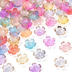 100Pcs Colorful Cherry Blossom Beads, 5-Petal Acrylic Flower Beads, Mini Spacer Beads Hair Charms Halloween Christmas for Bracelets Earring Jewelry Making - color: Multicolor