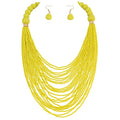 Bocar Necklace for Women, Multi Layer Statement Necklace, Long Chain Chunky Bib Seed Beads Necklace, Necklace Earring Set for Women Gift (NK-10693) - color: Yellow