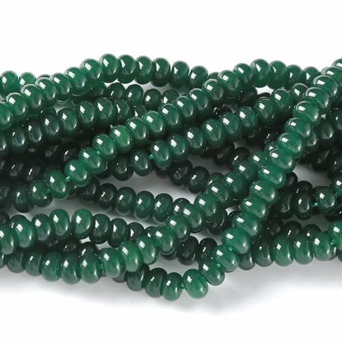 76pcs 5x8mm Natural Dark Green Jade Stone Rondelle Spacer Loose Beads Abacus Disk Stone Round Loose Gemstone Beads for Jewelry Making DIY Bracelet Necklace - color: Dark green Jade Stone, size: 5x8mm Abacus Disk