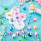 Beadthoven 20pcs Big Letter F Beads Large Hole Bubble Alphabet Acrylic Beads Charm Iridescent Plastic F Shape Loose Chunky Spacers for Jewelry Making Bracelet Necklace Keychains Shoelaces Crafts - color: F