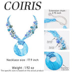 Coiris Shell Pendant Statement Strand Necklace for Women Boho Multi Beads Natural Stone Colorful Necklace Bohemian Handmade Chunky Shell Beaded Collar Jewelry for Women - color: Blue
